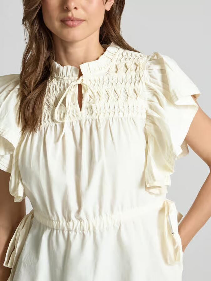 YAS Blouse met serafinokraag en vetersluiting model 'LURA'