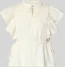 YAS Blouse met serafinokraag en vetersluiting model 'LURA'