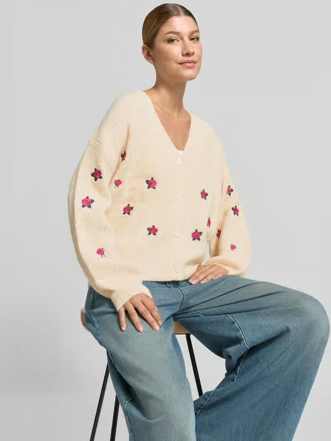 YAS Gebreid jack met knoopsluiting en wol model 'FLEUR' - Foto 6