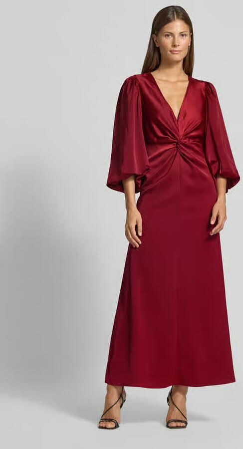 YAS Cocktailjurk met knoopdetail en v-hals model 'THEA' - Foto 2