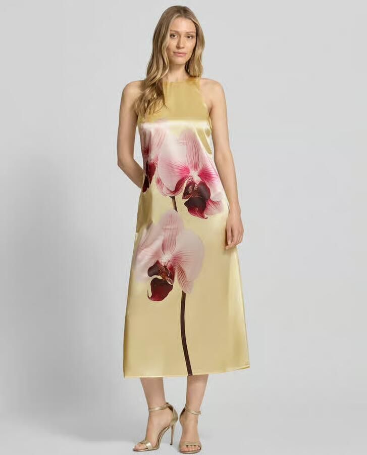 YAS A-lijn cocktailjurk van satijn met motiefprint model 'ORCHIDA' - Foto 2