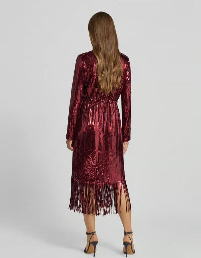 Y.A.S. YAS Dames Jurken Yastio Ls Sequin Dress Bordeaux - Foto 5