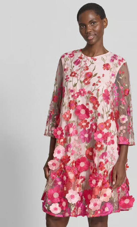 YAS Knielange cocktailjurk met stitchings model 'FLOWERING' - Foto 3