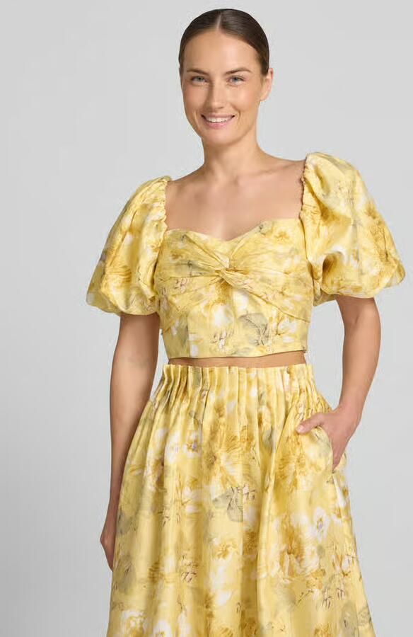 YAS Kort blousetop met pofmouwen model 'LEMON' - Foto 2