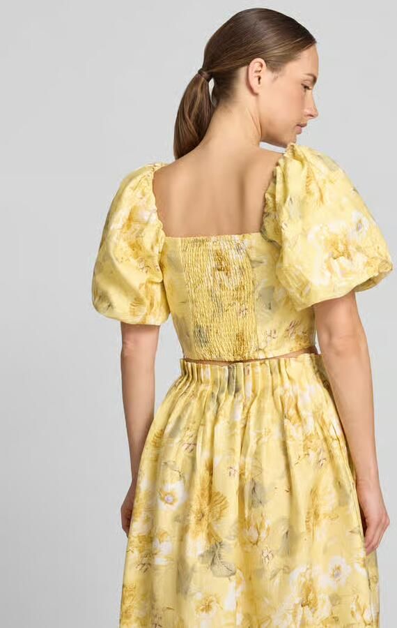 YAS Kort blousetop met pofmouwen model 'LEMON' - Foto 3
