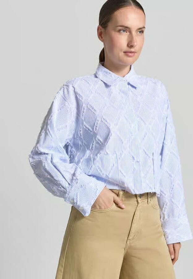 YAS Korte overhemdblouse van katoenmix model 'Leo'