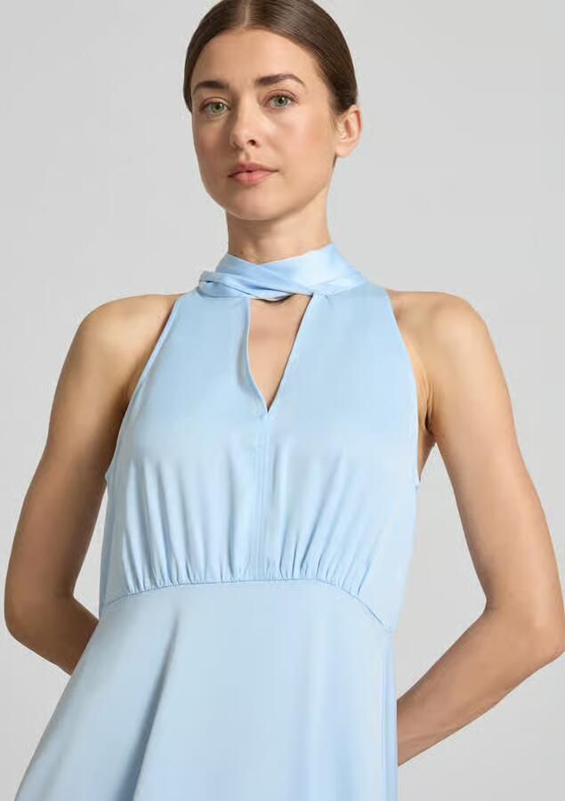 YAS maxi-jurk van satijn met opstaande kraag model 'Thea'