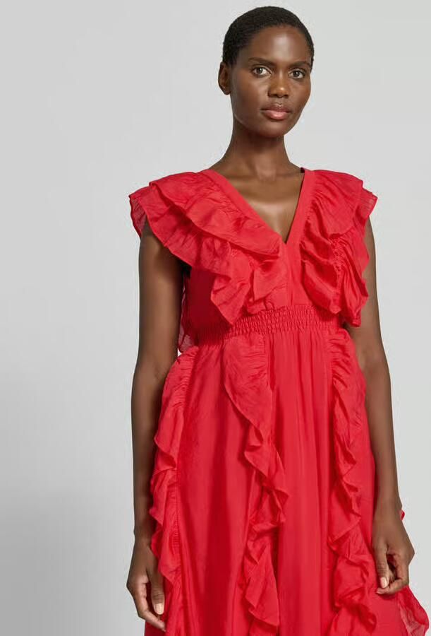 YAS Maxi-jurk van viscosemix met ruches model 'Linala'