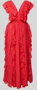 YAS Maxi-jurk van viscosemix met ruches model 'Linala'