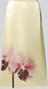 YAS Midirok van satijn met motiefprint en elastische tailleband
