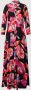 Y.A.S gebloemde maxi blousejurk YASSAVANNA donkerblauw fuchsia oranje groen - Thumbnail 2