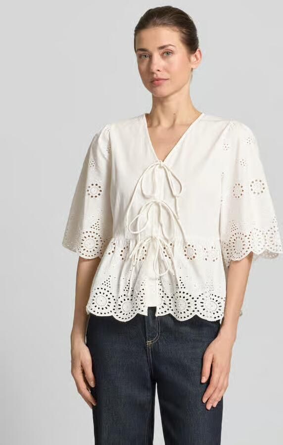 YAS regular fit blouse met ajour borduursels model 'Cornelia' - Foto 2