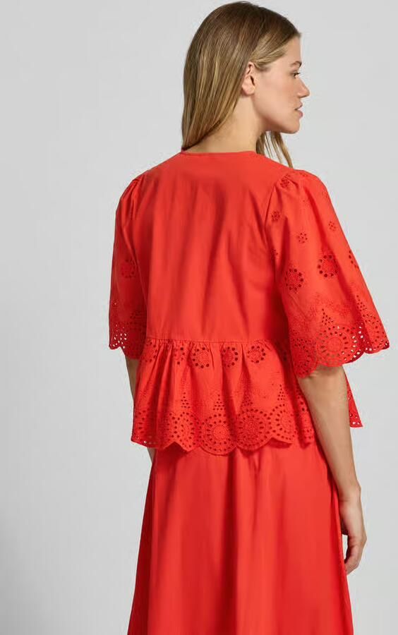 YAS regular fit blouse met ajour borduursels model 'Cornelia' - Foto 3