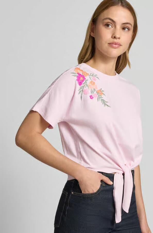 YAS regular fit T-shirt met florale stitching model 'Fabian'