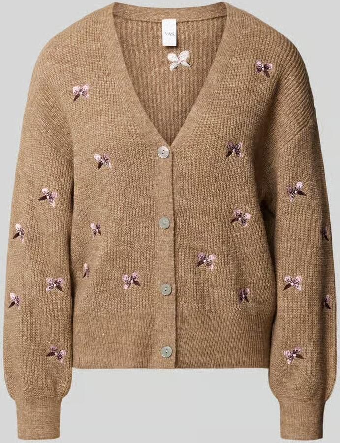YAS relaxed fit gebreid jack van elastische wolmix model 'FLEUR'