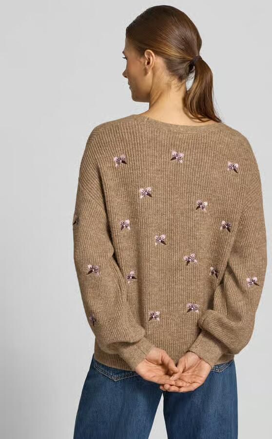 YAS relaxed fit gebreid jack van elastische wolmix model 'FLEUR' - Foto 3