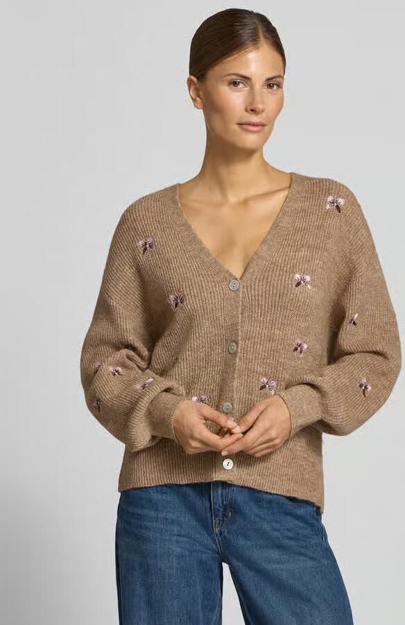 YAS relaxed fit gebreid jack van elastische wolmix model 'FLEUR' - Foto 2