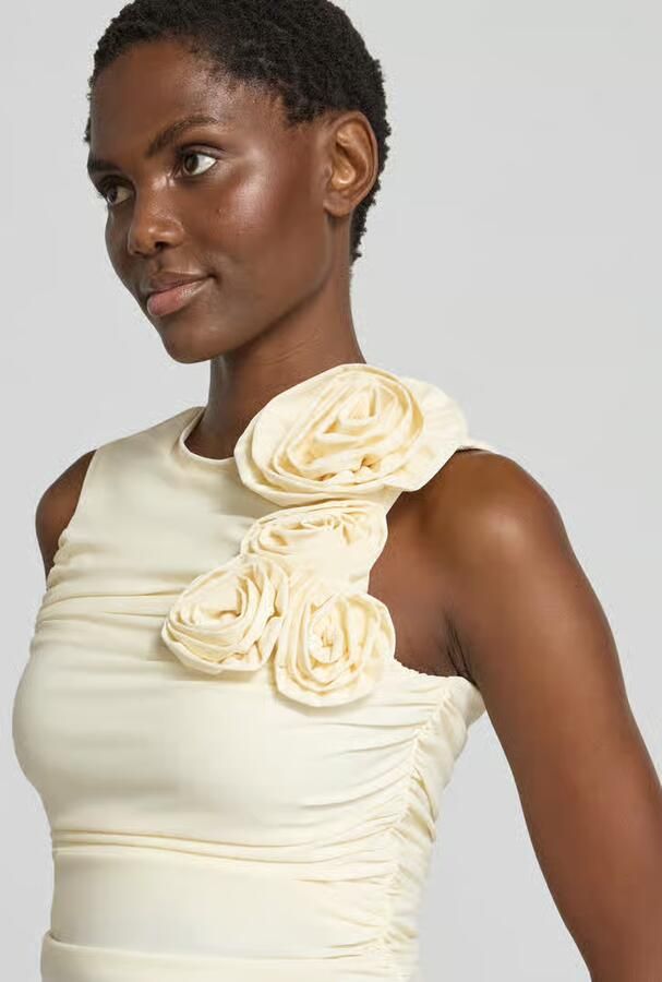 YAS slim fit blouse met bloemige garnering model 'Orchida'