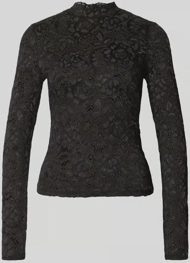 YAS Slim Fit shirt met lange mouwen van bloemig kant model 'Lacey' - Foto 4