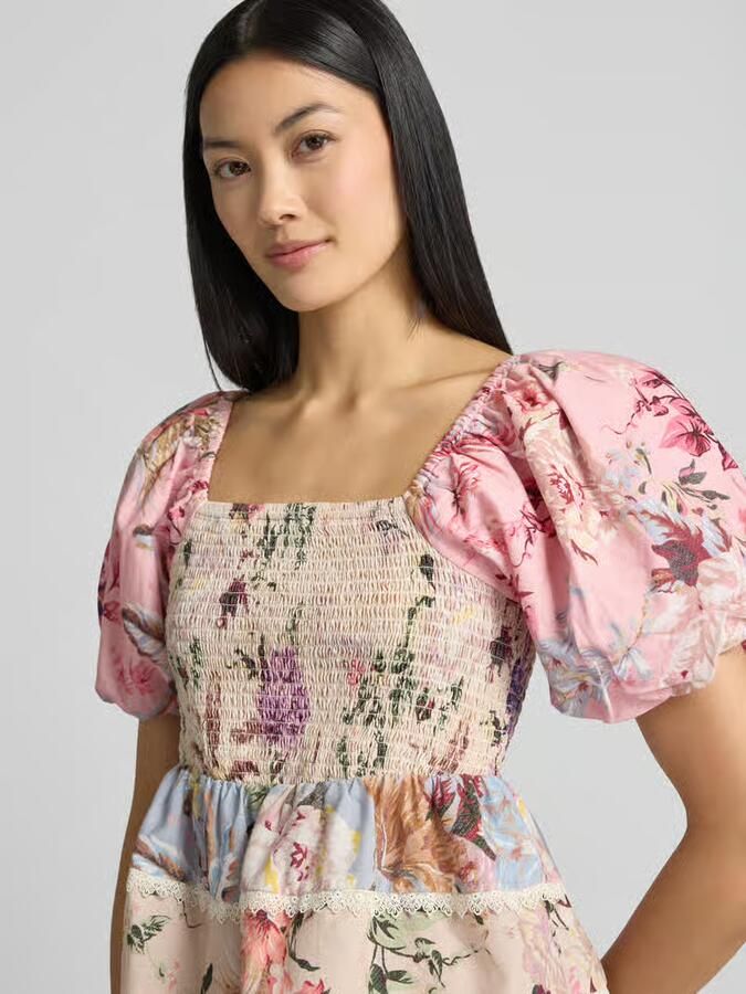 YAS slim fit top met linnen model 'Messa'