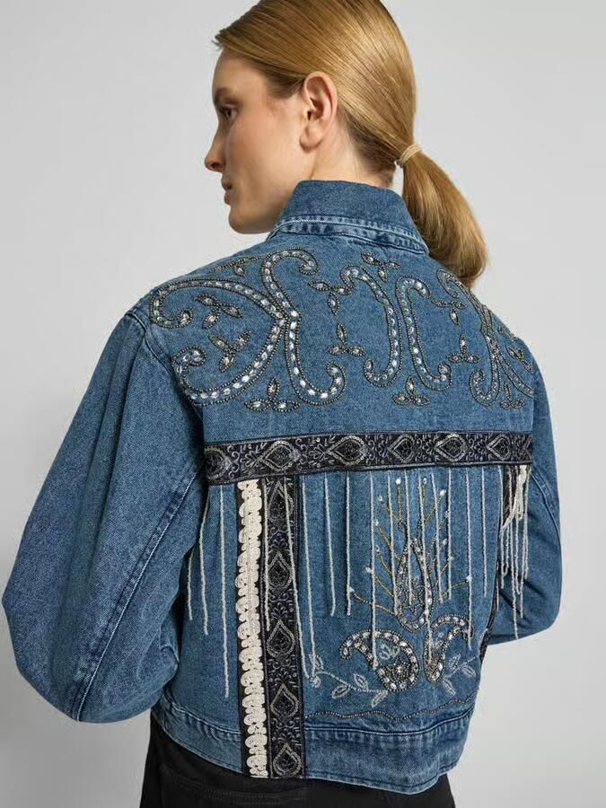 YAS Spijkerjack met parels model 'VISION'