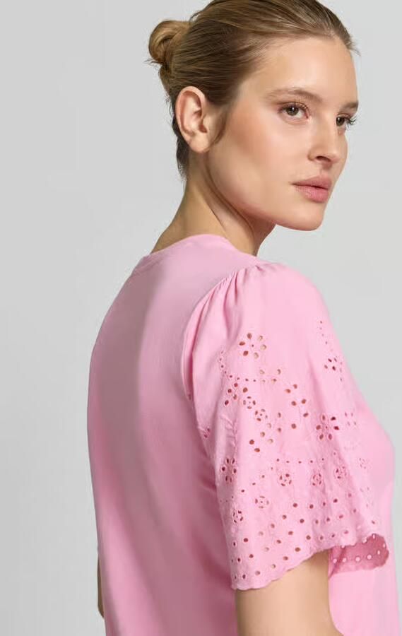 Y.A.S. YAS Dames Tops & T-shirts Yaslex Ss Top W. Emb Sleeves Roze - Foto 5