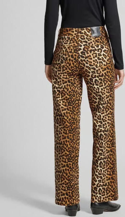 Y.A.S high waist straight leg jeans YASLEONORA met panterprint bruin - Foto 10
