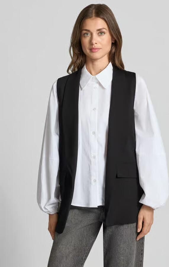 ZABAIONE Bodywarmer van viscosemix met sjaalkraag model 'Am44br' - Foto 2