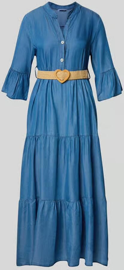 ZABAIONE Denimjurk met riem en mouwen met ruches model 'Li44yanaa' - Foto 3