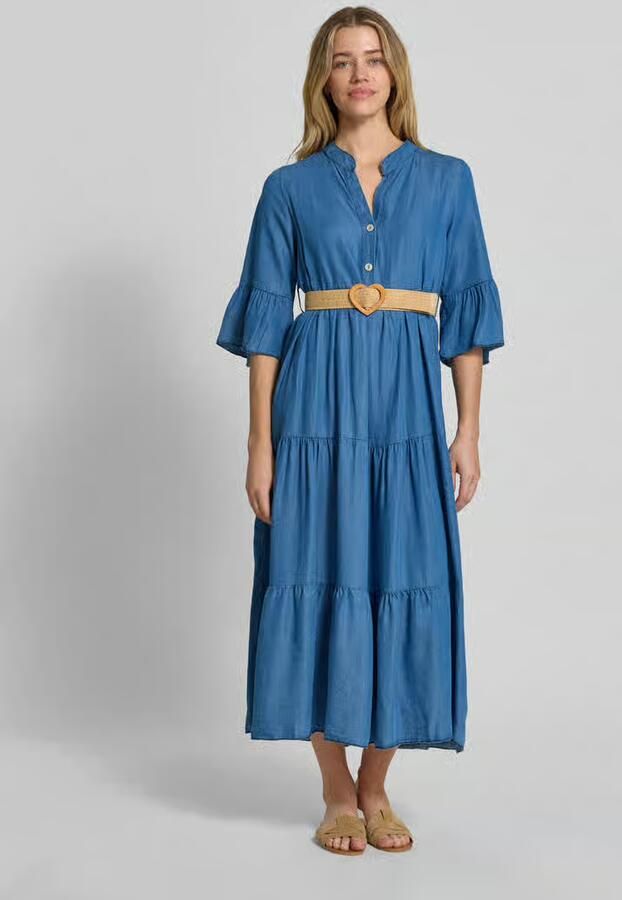ZABAIONE Denimjurk met riem en mouwen met ruches model 'Li44yanaa' - Foto 4
