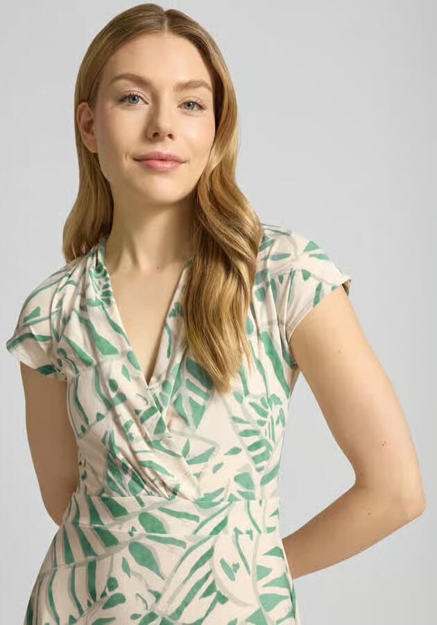 ZABAIONE midi-jurk in wikkellook met V-hals model 'Ca44rrara'