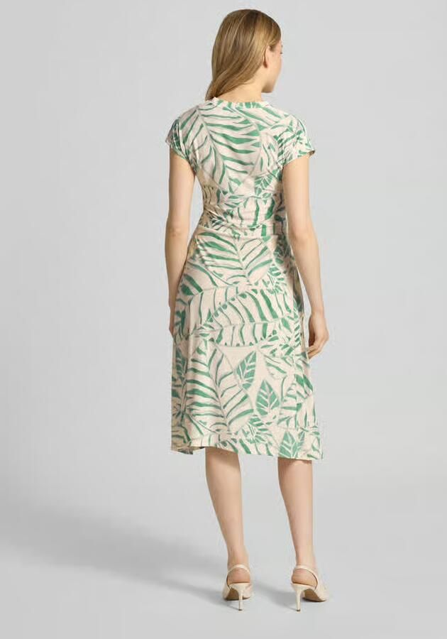 ZABAIONE midi-jurk in wikkellook met V-hals model 'Ca44rrara'