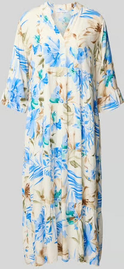 ZABAIONE Midi-jurk van viscose met serafinokraag model 'Kl44arraa'