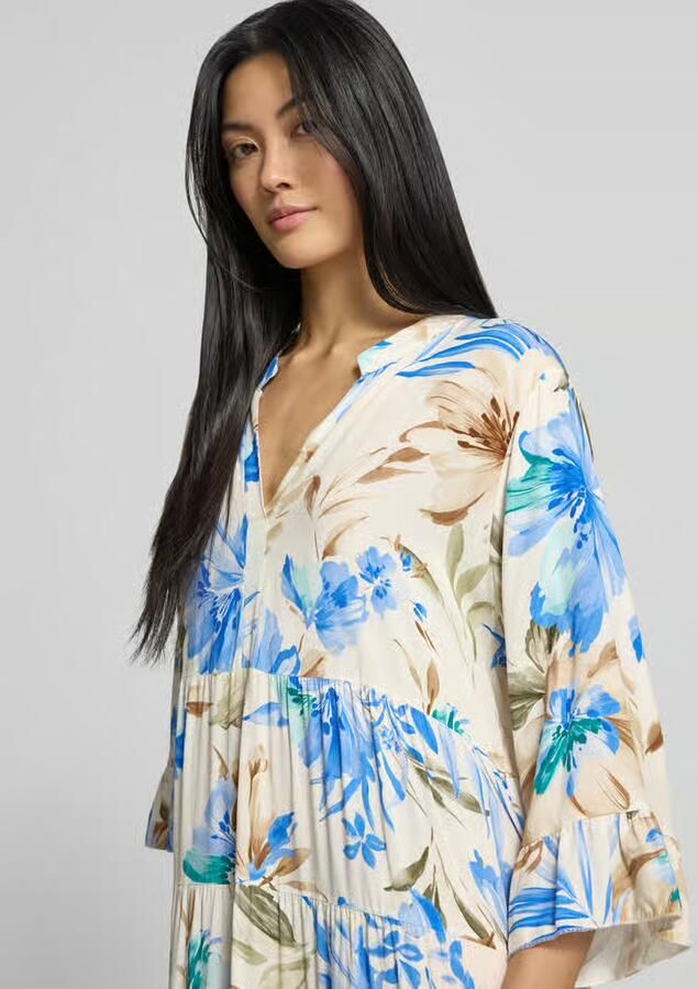 ZABAIONE Midi-jurk van viscose met serafinokraag model 'Kl44arraa' - Foto 2