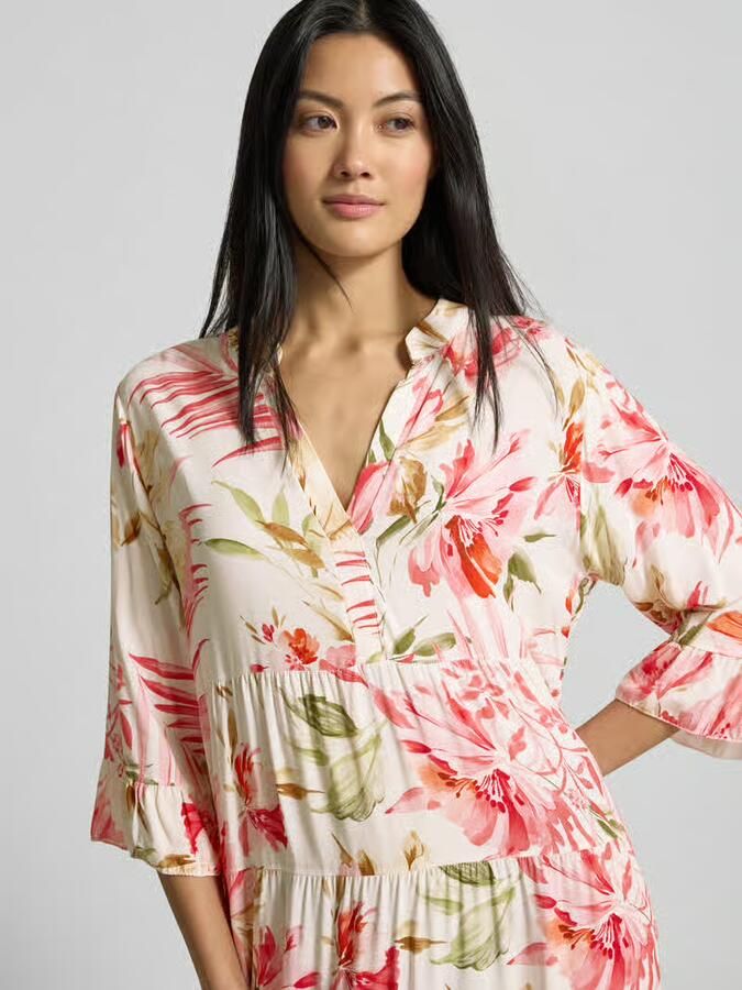 ZABAIONE Midi-jurk van viscose met serafinokraag model 'Kl44arraa' - Foto 2