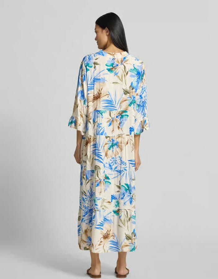 ZABAIONE Midi-jurk van viscose met serafinokraag model 'Kl44arraa' - Foto 3