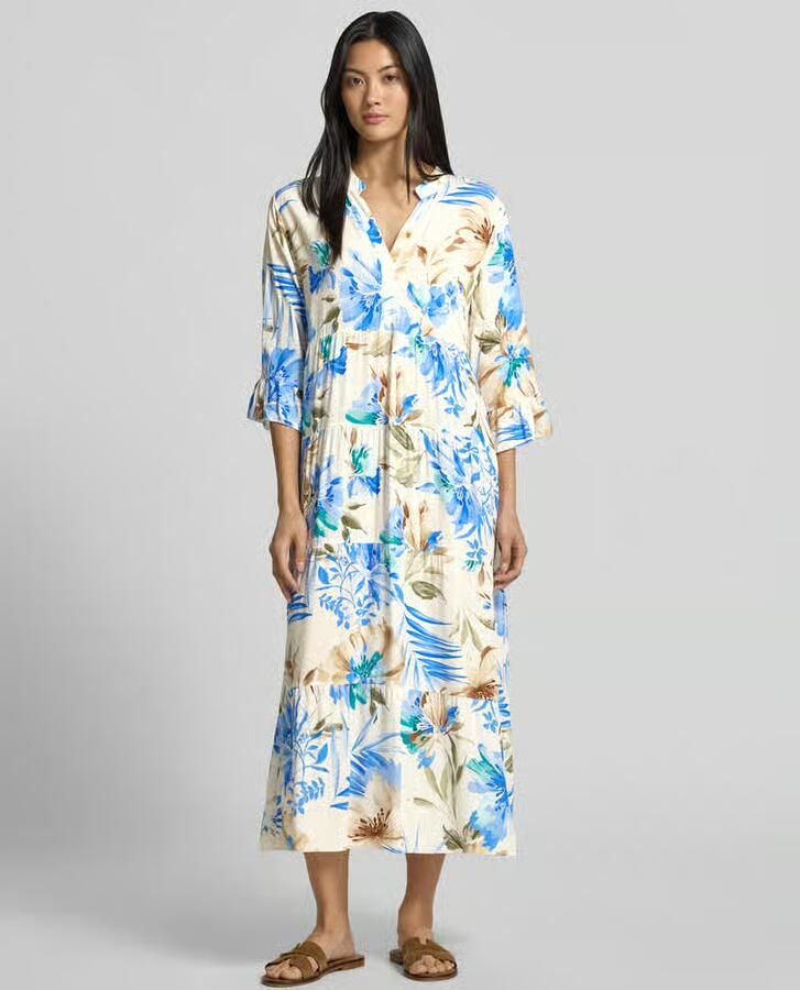 ZABAIONE Midi-jurk van viscose met serafinokraag model 'Kl44arraa' - Foto 2