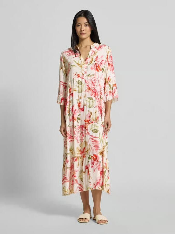 ZABAIONE Midi-jurk van viscose met serafinokraag model 'Kl44arraa' - Foto 3