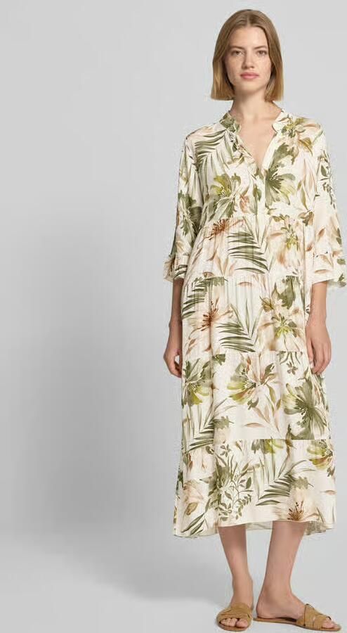 ZABAIONE Midi-jurk van viscose met serafinokraag model 'Kl44arraa' - Foto 3