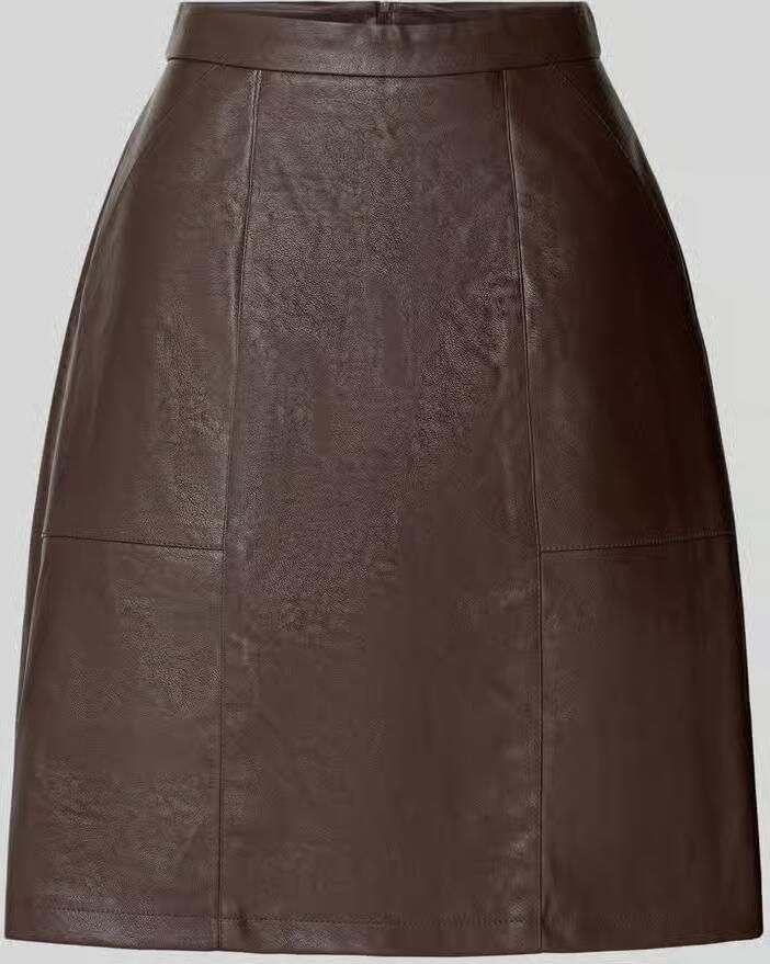 ZABAIONE Minirok in leerlook met siernaden model 'Ma44ry'