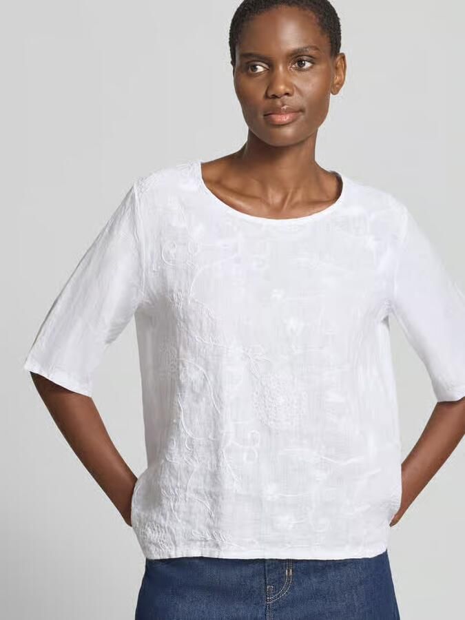 ZABAIONE regular fit linnen blouse met stitchings model 'Zu44zzi'