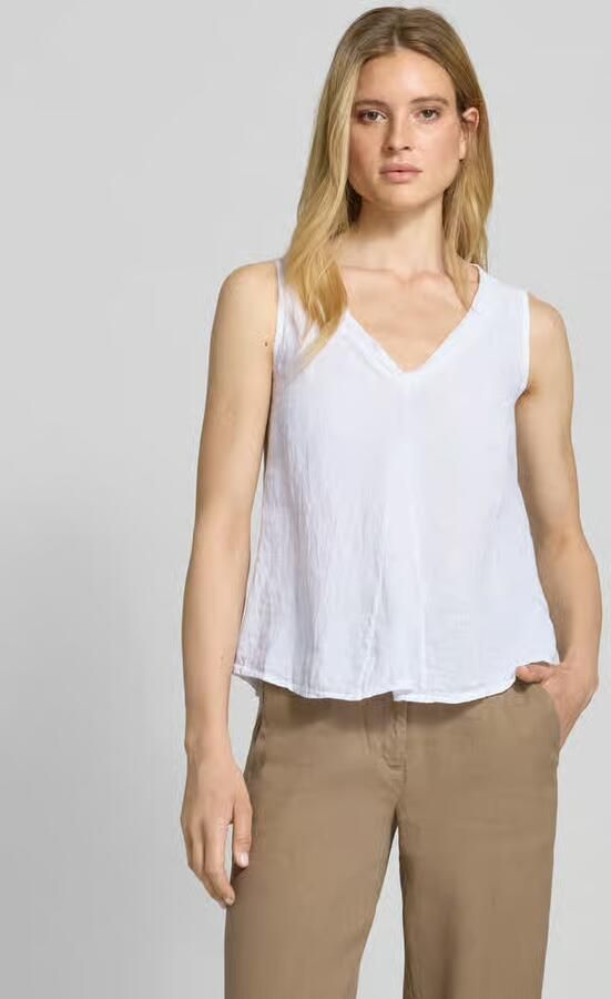ZABAIONE Regular fit linnen blousetop met V-hals model 'Lu44cia' - Foto 2