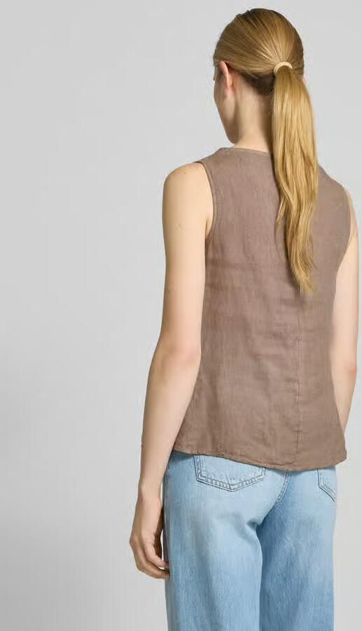 ZABAIONE Regular fit linnen blousetop met V-hals model 'Lu44cia'