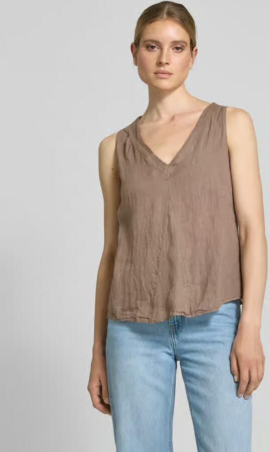 ZABAIONE Regular fit linnen blousetop met V-hals model 'Lu44cia' - Foto 2