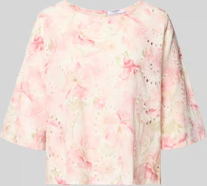 ZABAIONE relaxed fit blouse met opengewerkte borduursels model 'Lola'