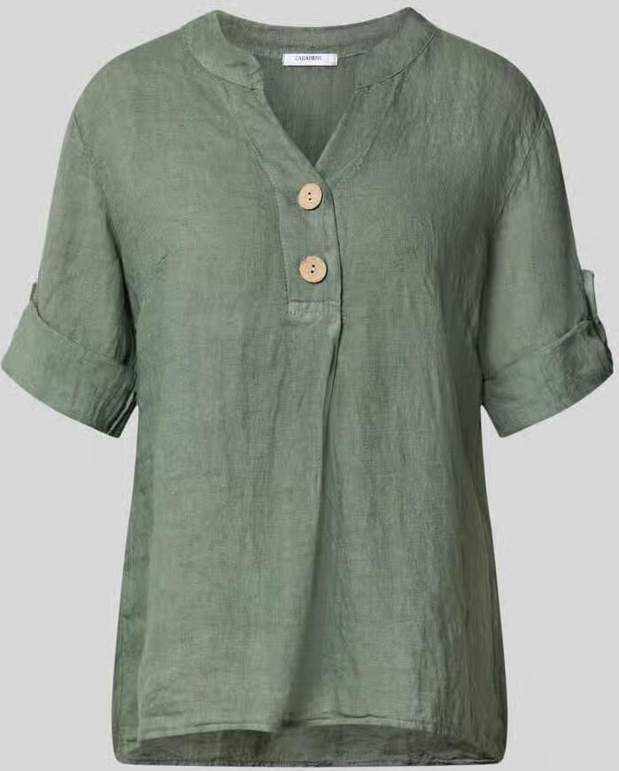 ZABAIONE relaxed fit linnen blouse met v-hals model 'Is44sii'