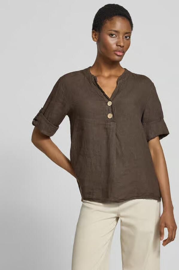 ZABAIONE relaxed fit linnen blouse met v-hals model 'Is44sii' - Foto 2