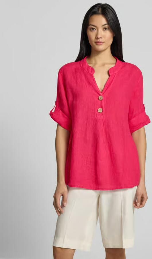 ZABAIONE relaxed fit linnen blouse met v-hals model 'Is44sii' - Foto 4