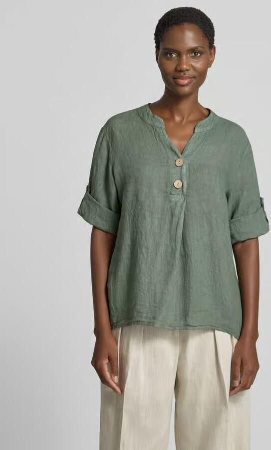 ZABAIONE relaxed fit linnen blouse met v-hals model 'Is44sii' - Foto 3