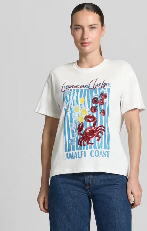 ZABAIONE T-shirt met motiefprint en pailletten model 'Lo44bster' - Foto 3